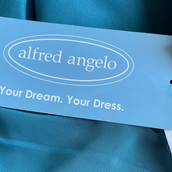 Alfred Angelo Short Bridesmaid Dress SZ 2 Teal Green "Tealness" Halter Chiffon - Picture 6 of 6